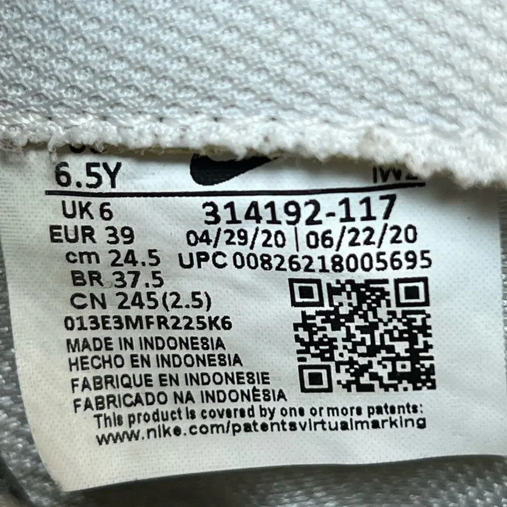 Nike Air Force 1‎ GS Triple White Low Sneakers Youth 6.5 Womens 8 314192-117